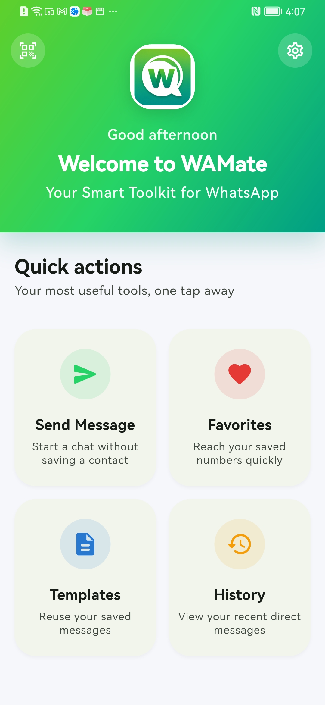 WAMate home screen thumbnail